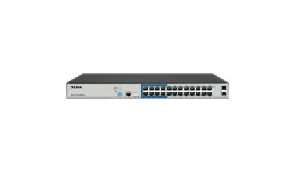 DS-F1210-26PS-E-DLINK 24x 10-100-1000 Mbps PoE ports– 2x Gigabit SFP Ports– 250 W available for PoE– Maximum distance of 250m on PoE– IEEE 802.3 Power over Ethernet– 1U high – rackmountable