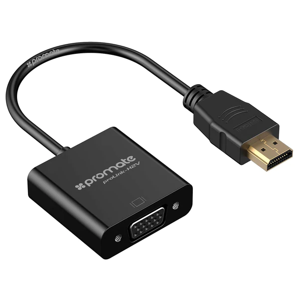 PROLINKH2V.BLACK_ Promate Converter HDMI to VGA - PROLINK-H2V (BLACK/WHITE) - Image 1