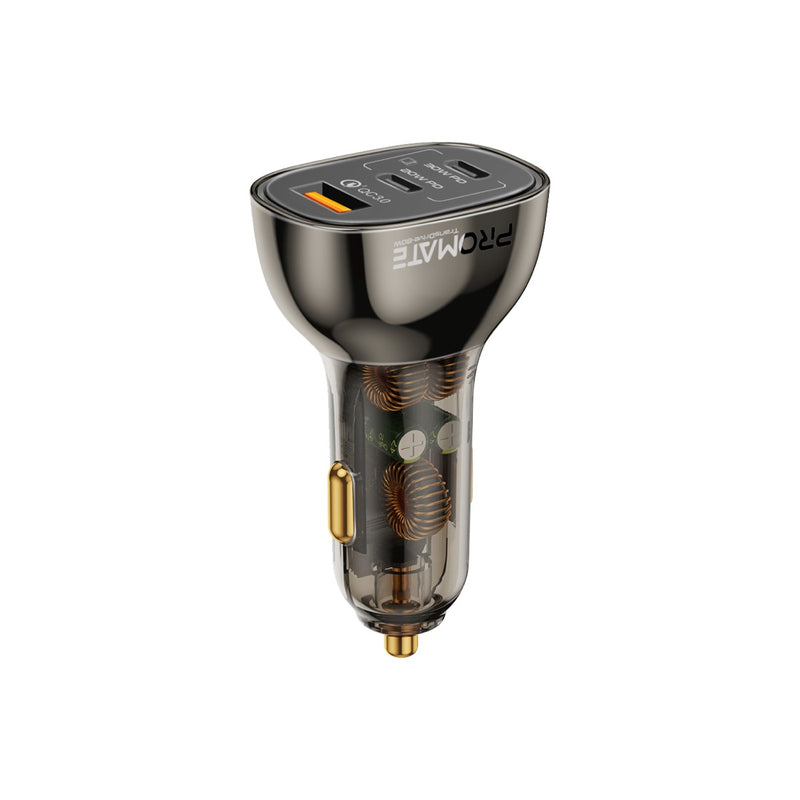 Promate-80W-Multi-Port-Transparent-Car-Charger-with-QC-3.0-Power-Delivery-TransDrive-80W Promate 80W Multi-Port Transparent Car Charger with QC 3.0 & Power Delivery TransDrive-80W - Image 1