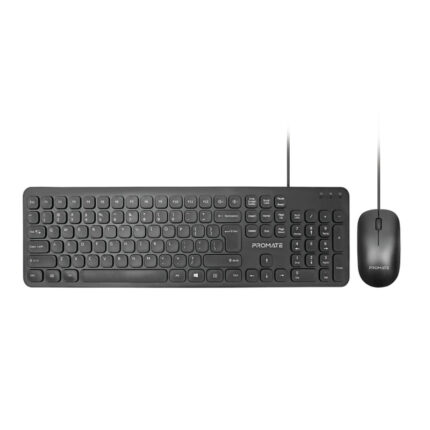 Promate Quiet Key Wired Compact KeyBoard & Mouse COMBO-KM1 (BLACK)