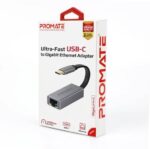 Promate High Speed USB-C to Gigabit Ethernet Adapter GIGALINK-C. (GREY)