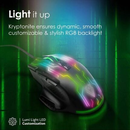 VERTUX KRYPTONITE - SUPERIOR QUICK PERFORMANCE WIRED GAMING MOUSE(BLACK/RED)