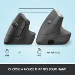 Logitech Lift Vertical Ergonomic Mouse Black,White and Pink-Wireless Optical Mouse - Image 5
