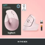 Logitech Lift Vertical Ergonomic Mouse Black,White and Pink-Wireless Optical Mouse - Image 6