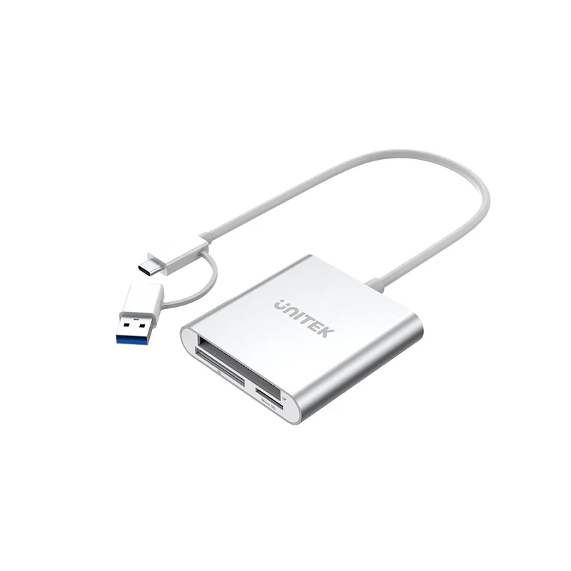 UNITEK 3 PORTS USB3.O CARD Reader With USB-C Adapter - Image 1