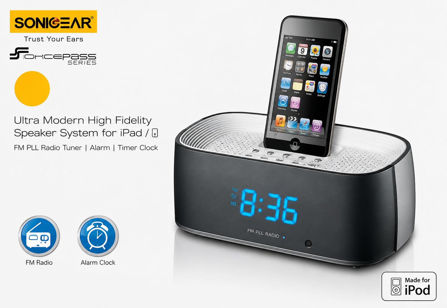 ChatGPT Image Jul 17, 2026, 02_09_57 PM Sonicgear Ultra Moderm High Fidelity Speaker System for ipod/FM PLL Radio Tuner/Alarm/Timer Clock - Image 1