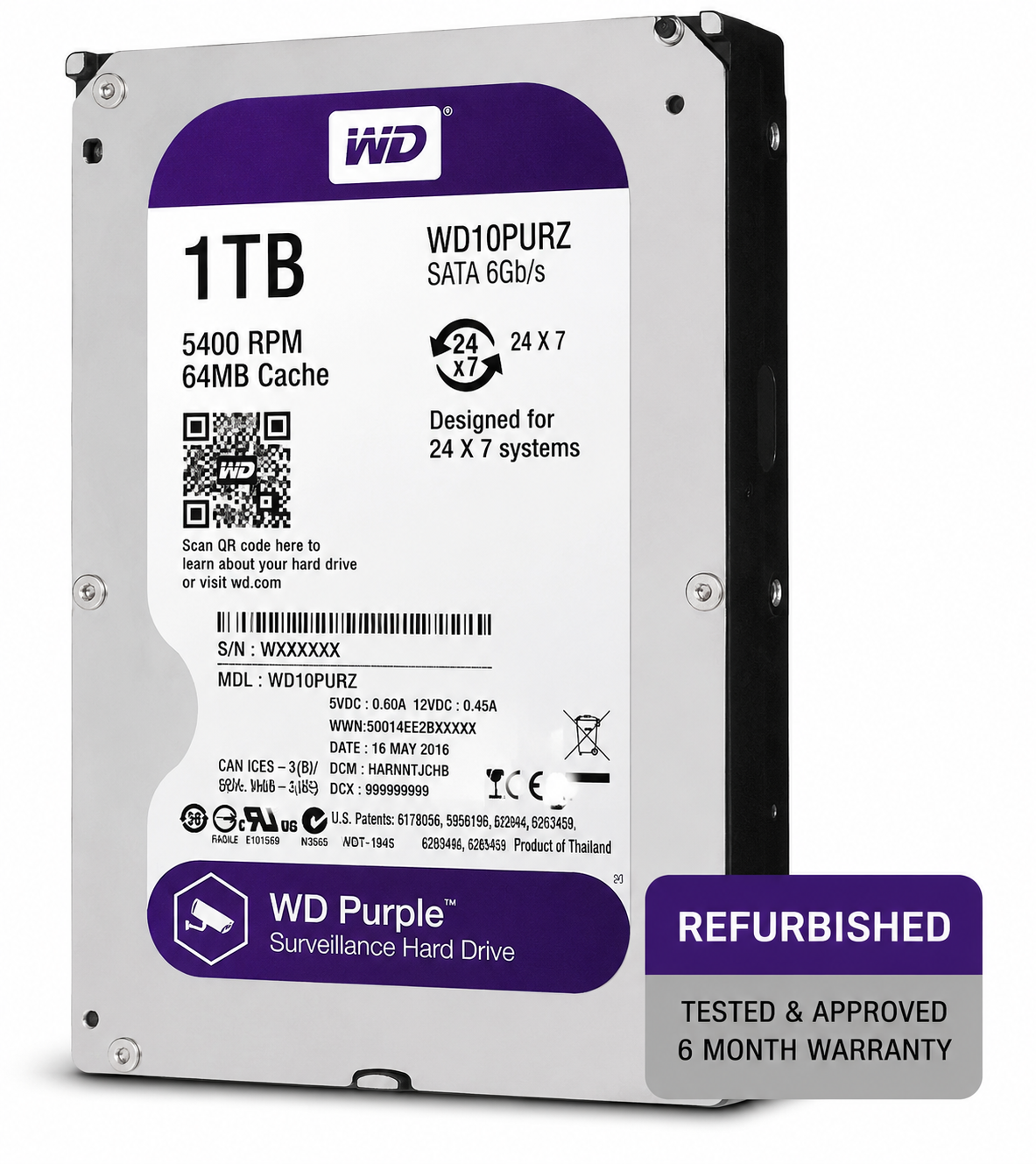 ChatGPT Image Jul 20, 2026, 04_18_54 PM WD Purple Suveillance 5400 RPM Refurbish 1TB(6 month Warranty) - Image 1