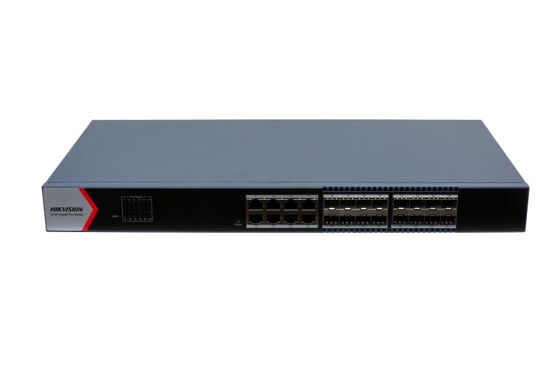 主视45度 HIKVision 24 Ports Gigabit Managed Switch, 16 SFP + 8 RJ45 - Image 1