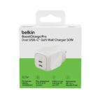 Belkin BoostCharge Pro Dual USB-C GaN Wall Charger 50W – WCH019MYWH