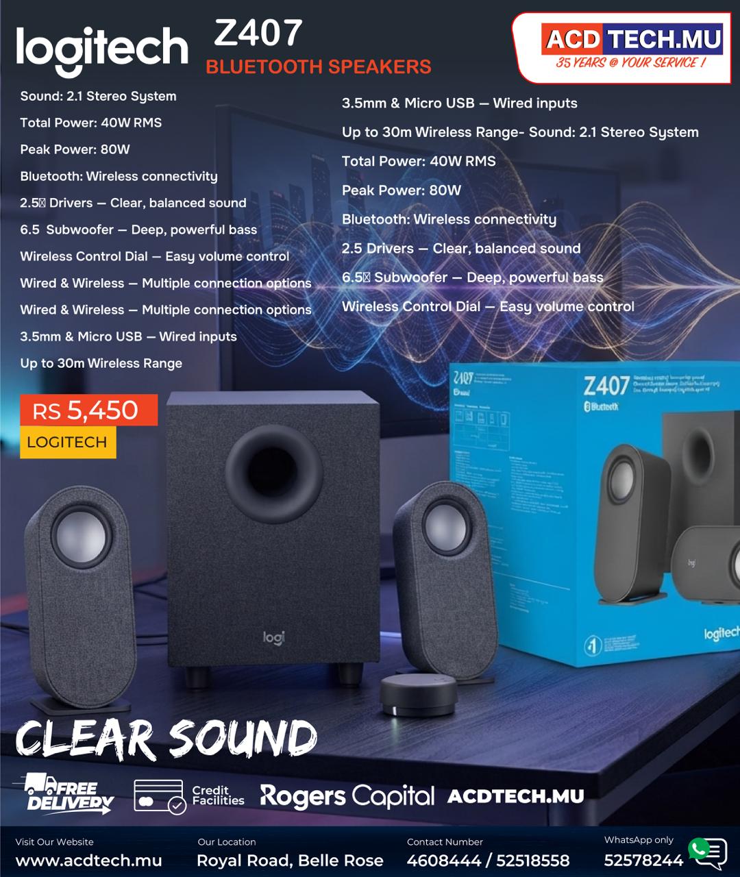 e747e28b-bc19-4f82-974e-82cbbc8f0f99 LOGITECH Z407 BLUETOOTH COMPUTER SPEAKERS - Image 1